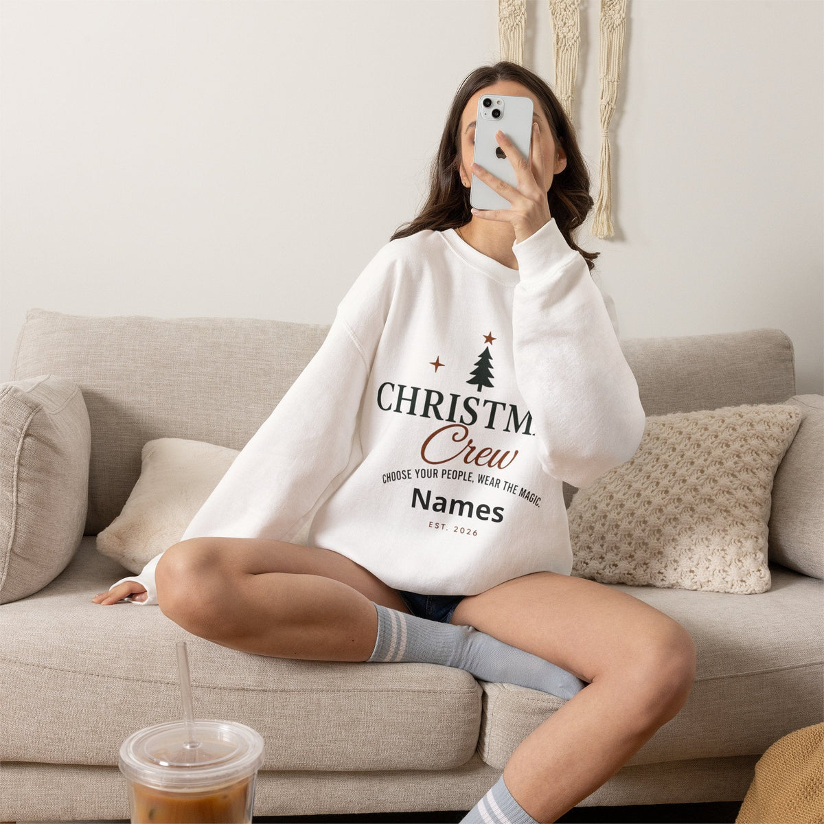 Adult Unisex Personalized Family Christmas Crew Sweatshirt