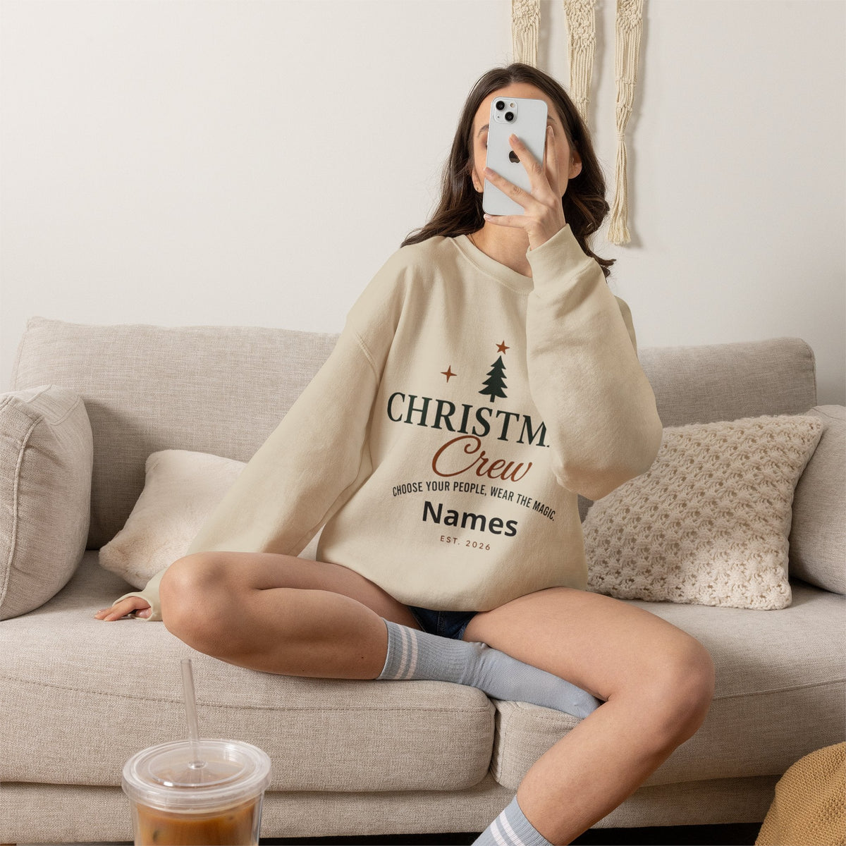 Adult Unisex Personalized Family Christmas Crew Sweatshirt