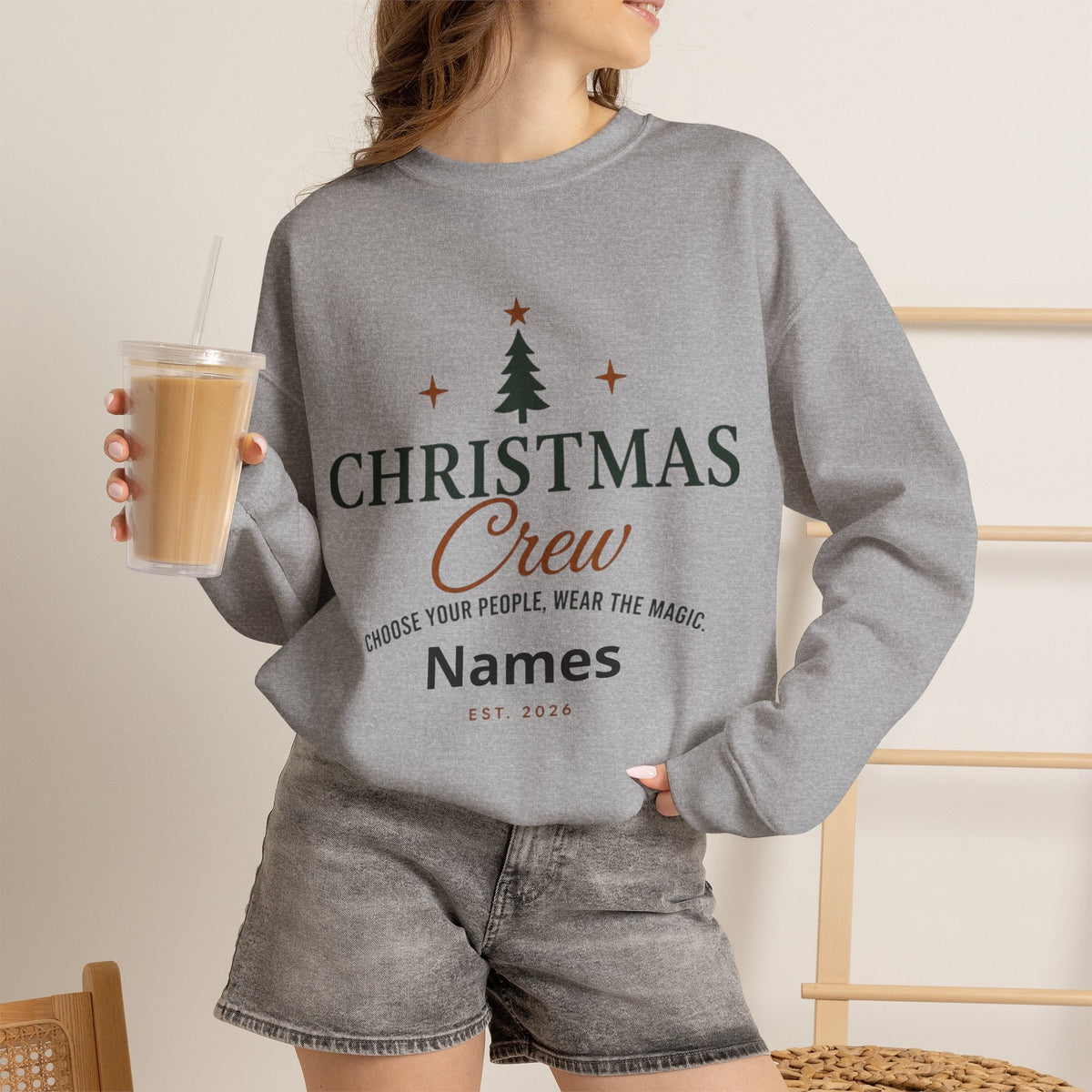 Adult Unisex Personalized Family Christmas Crew Sweatshirt
