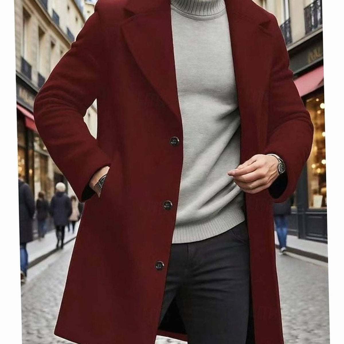 Alexander | Men's Classic Long Wool Coat Single-Breasted Overcoat