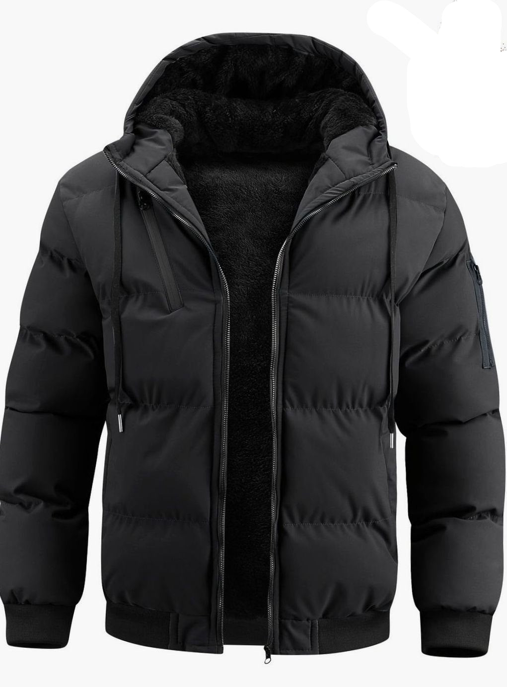 Alexander | Men's Quilted Hooded Winter Jacket Ribbed-Cuff Full-Zip Puffer