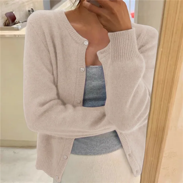 Amara | Women's Classic Button-Front Round Neck Cardigan