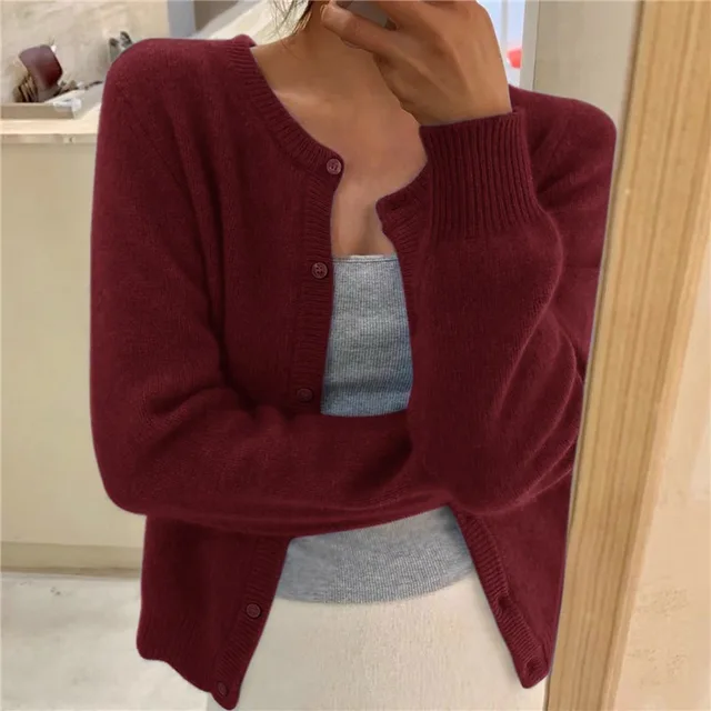 Amara | Women's Classic Button-Front Round Neck Cardigan