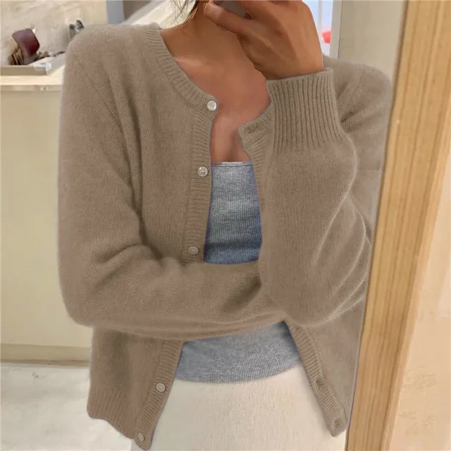 Amara | Women's Classic Button-Front Round Neck Cardigan