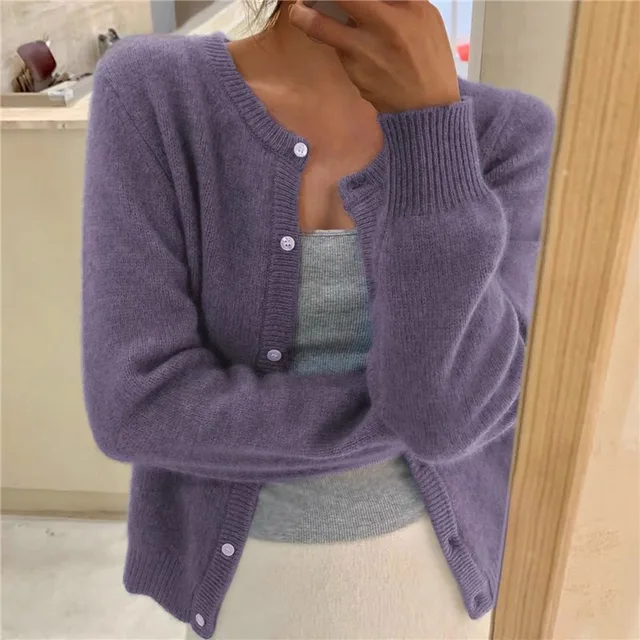 Amara | Women's Classic Button-Front Round Neck Cardigan