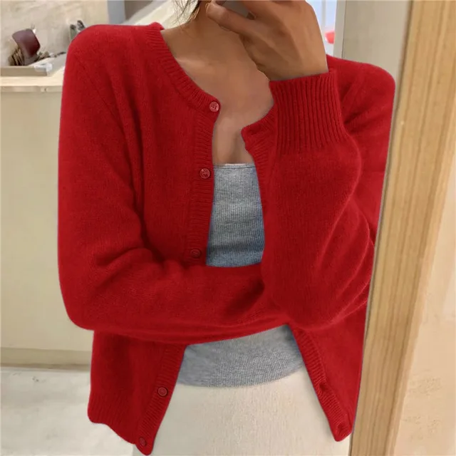 Amara | Women's Classic Button-Front Round Neck Cardigan