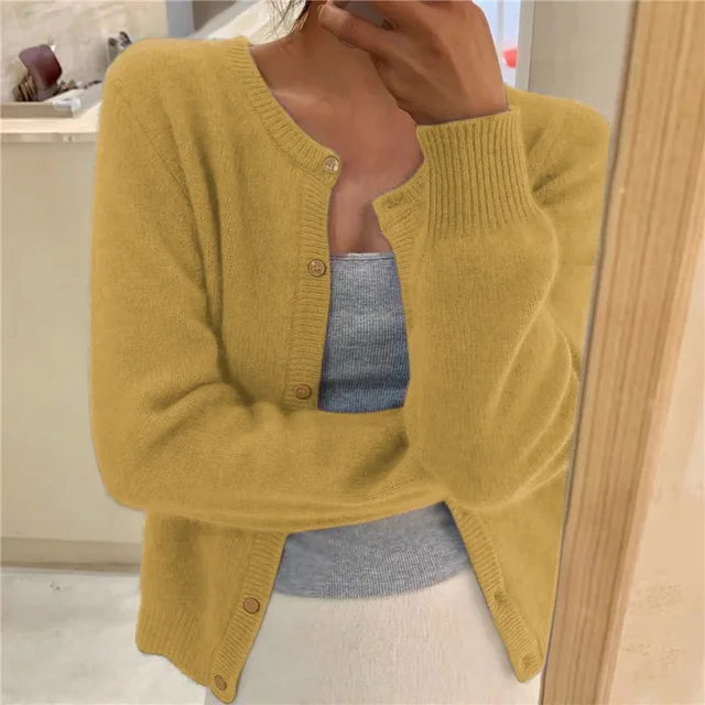 Amara | Women's Classic Button-Front Round Neck Cardigan