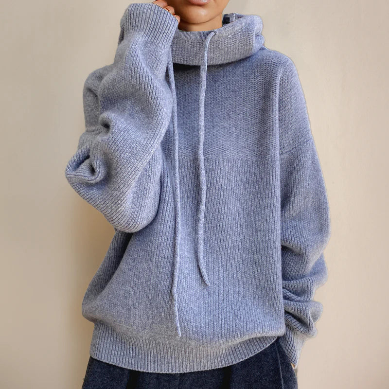 Amara | Women's Cowl Neck Drawstring Hooded Sweater