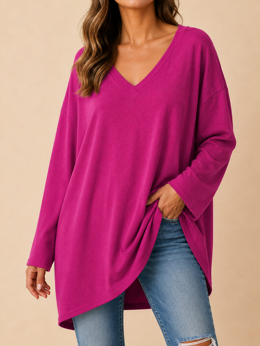 Amara | Women's Oversized V-Neck Tunic Top