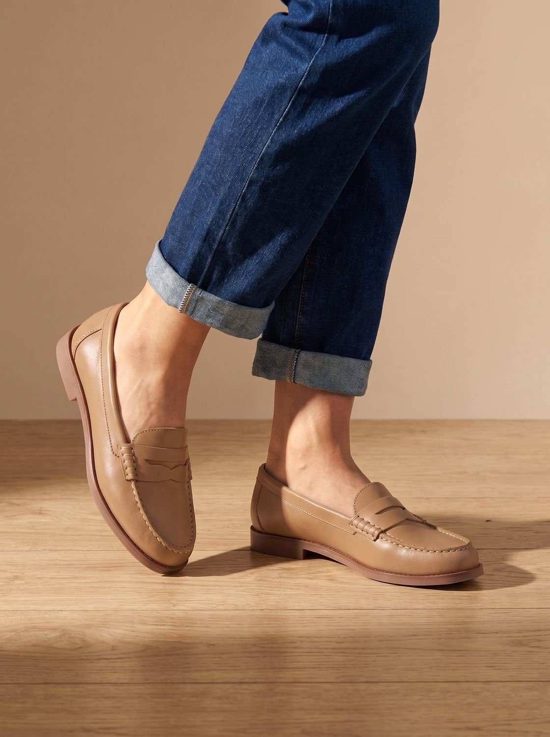 Amelia | Women's Leather Penny Loafers Moccasin-Stitched Slip-On
