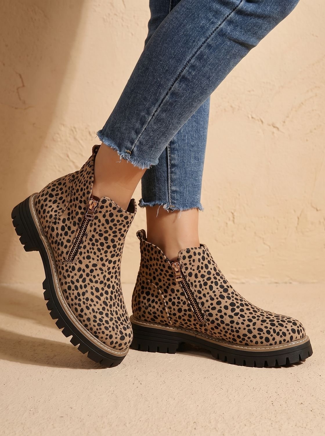 Amelia | Women's Orthopedic Ankle Boots Side-Zip Leopard Print Booties