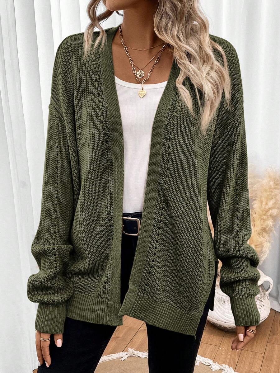 Anneliese | Women's Drop Shoulder Pointelle Knit Cardigan