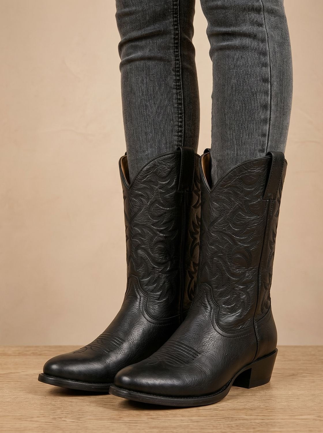 Aria | Women's Embroidered Mid-Calf Block-Heel Cowboy Boots