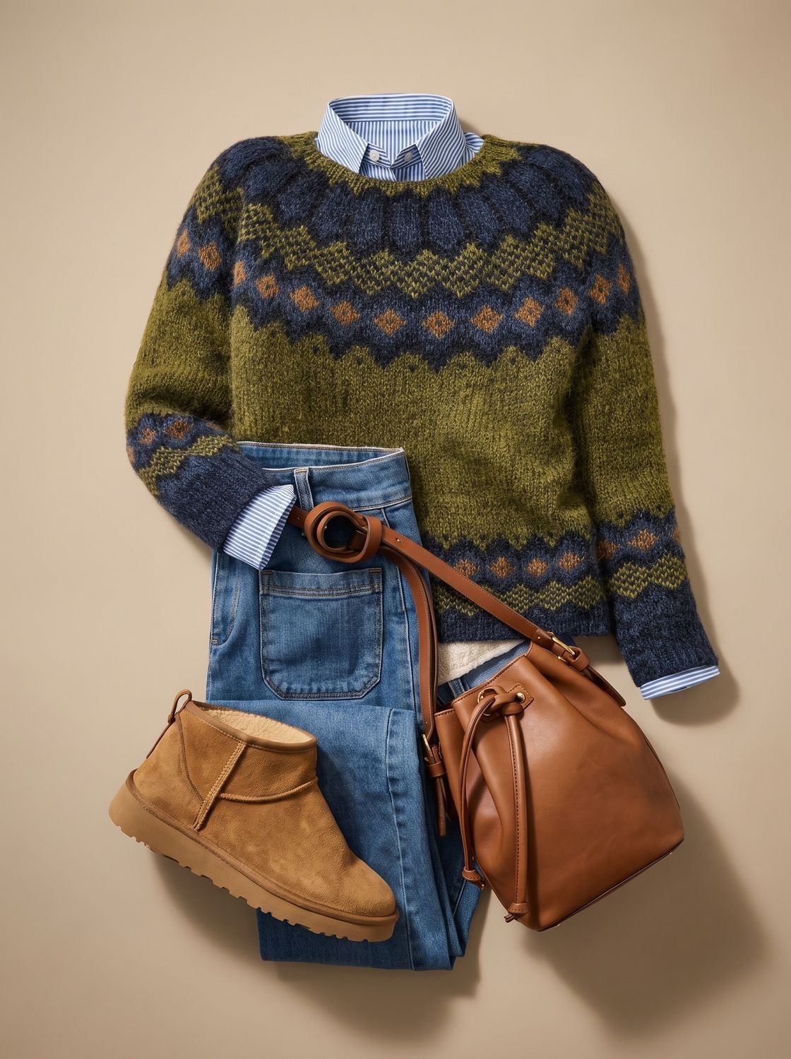 Aria | Women's Fair Isle Nordic Knit Crewneck Sweater
