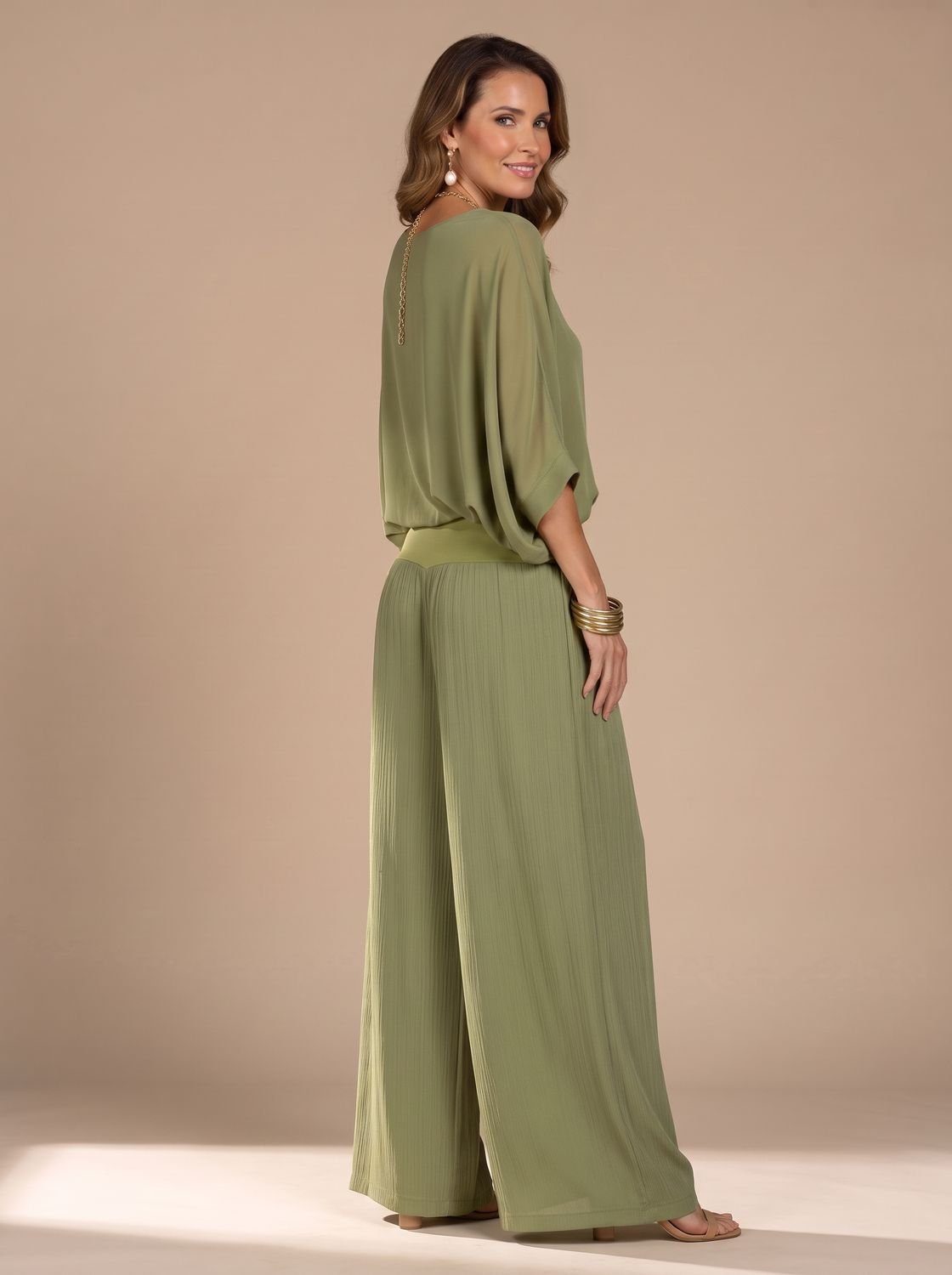 Aria | Women's Flowy Wide-Leg Two-Piece Blouson Top Set