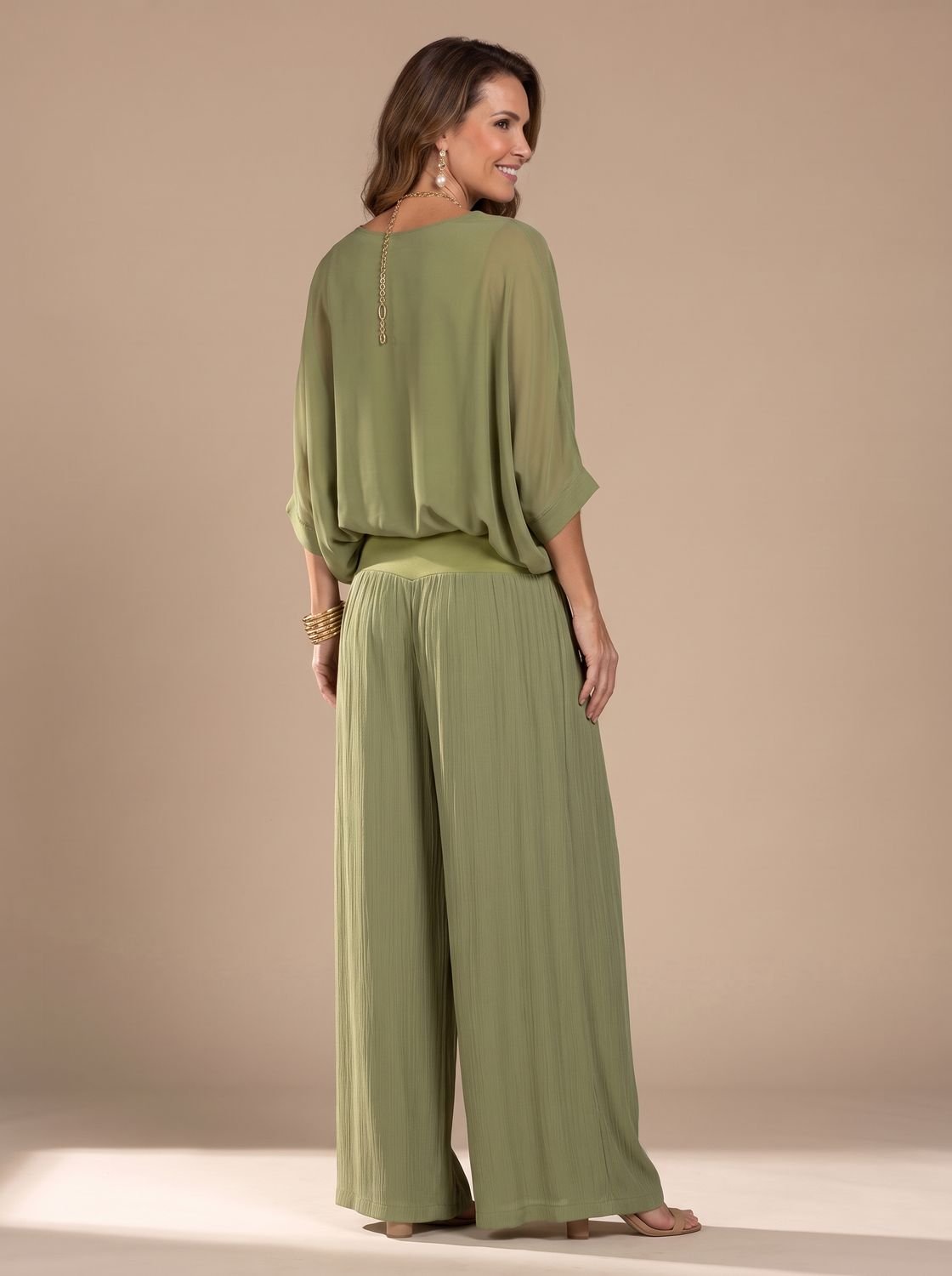 Aria | Women's Flowy Wide-Leg Two-Piece Blouson Top Set