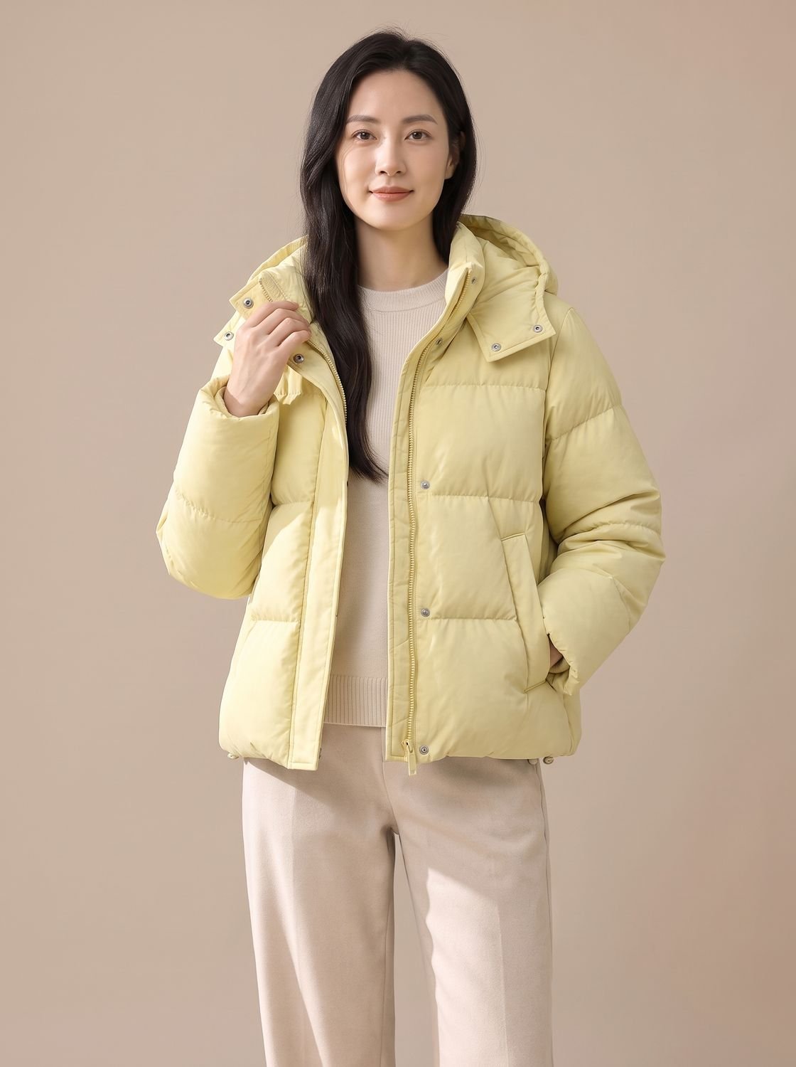 Aria | Women's Hooded Quilted Down-Fill Puffer Jacket Loose Fit