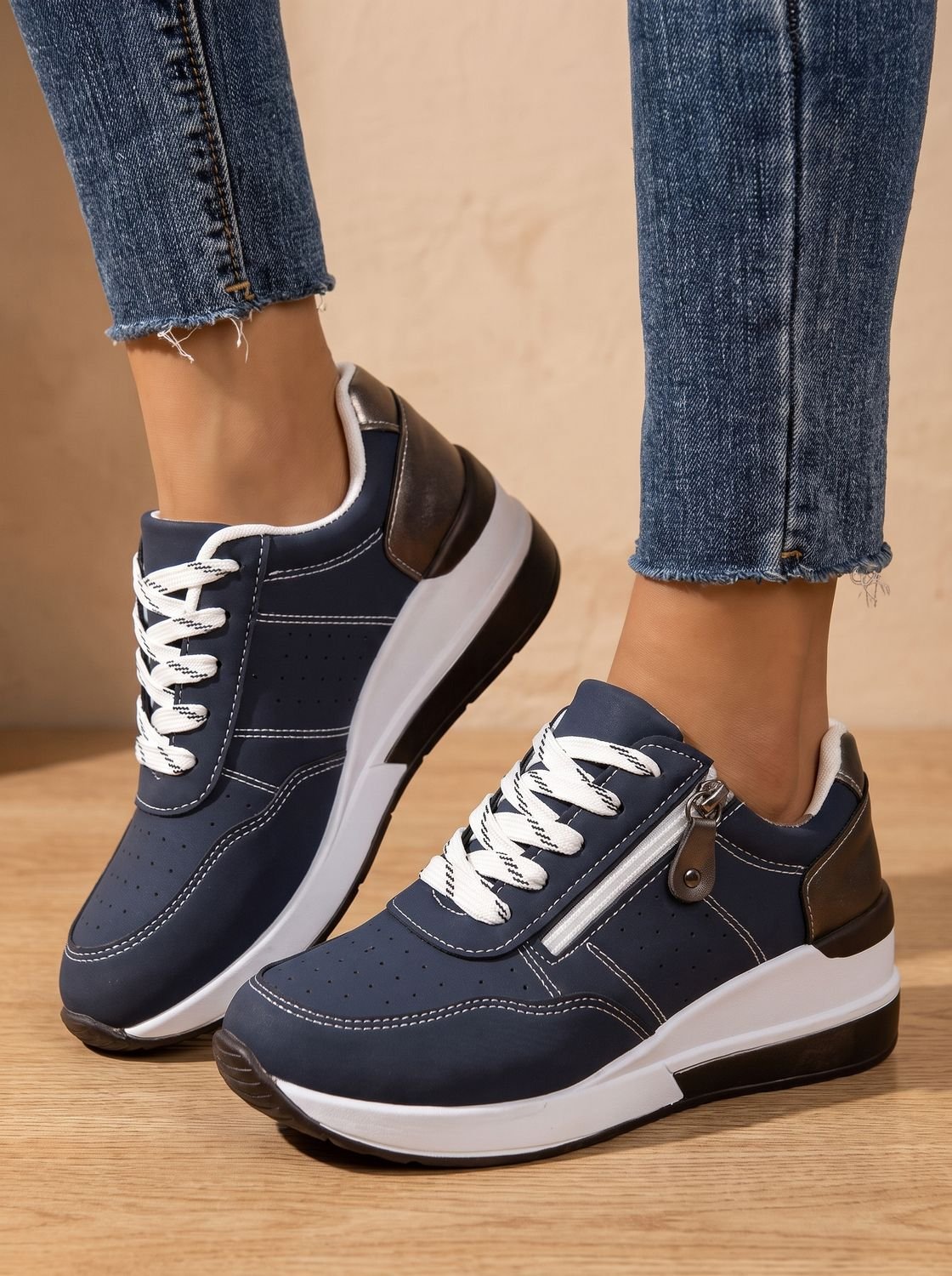 Aria | Women's Orthopedic Lace-Up Wedge Sneakers Walking Shoes