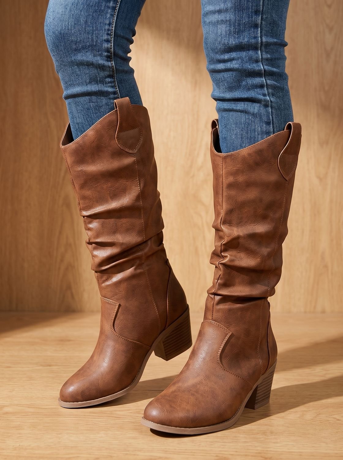 Aria | Women's Wide-Calf Pull-On Western Knee-High Boots