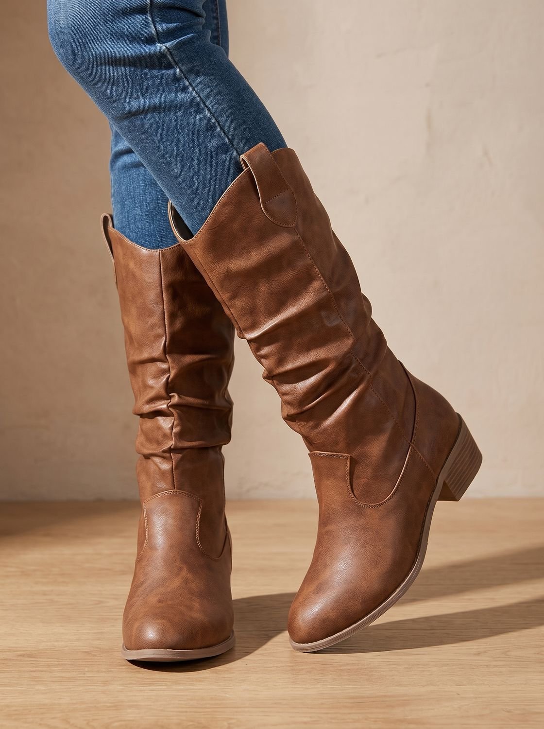 Aria | Women's Wide-Calf Pull-On Western Knee-High Boots