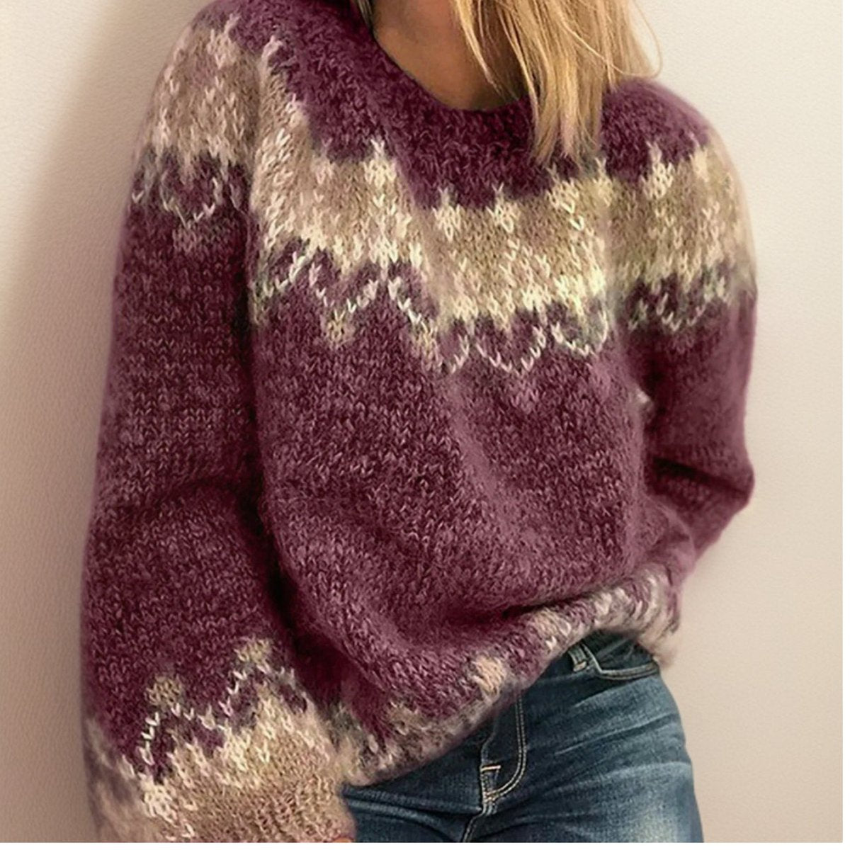 Astrid | Women's Nordic Pattern Knit Sweater