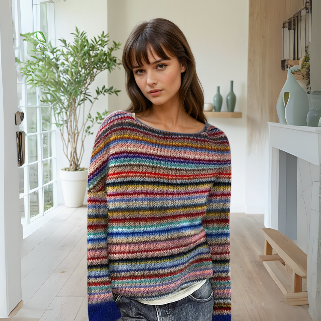 Beatrix | Women's Striped Boat Neck Sweater