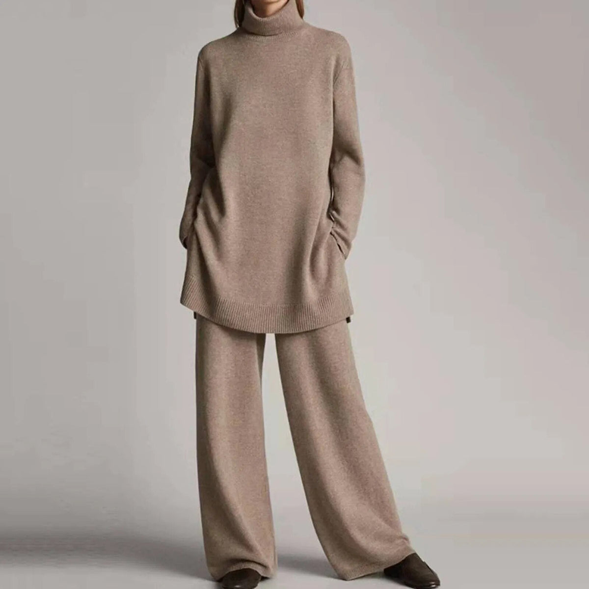 Bellamy | Women's Turtleneck Sweater Set with Wide-Leg Pants