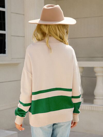 Bexley | Women's Colorblock Quarter Zip Striped Sweater
