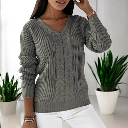 Blakely | Women's Sweater with V-Neck and Cable Texture