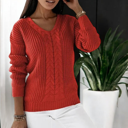 Blakely | Women's Sweater with V-Neck and Cable Texture