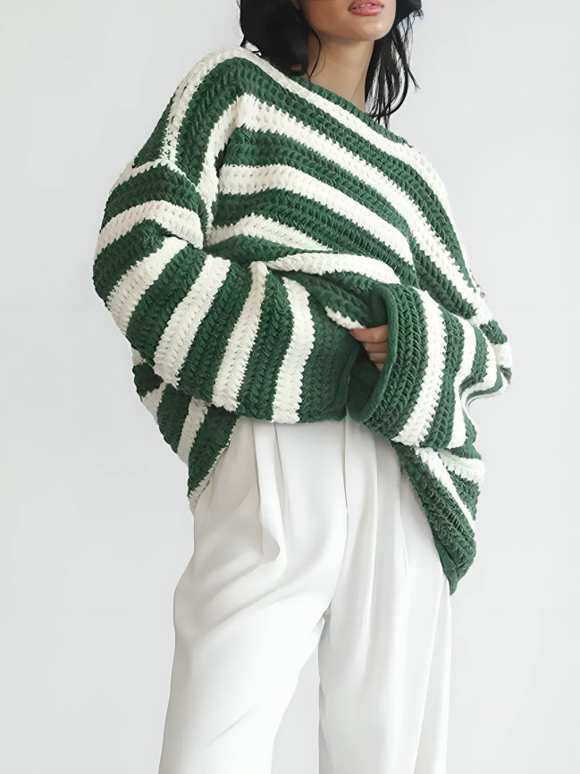 Bridget | Women's Striped Crew Neck Oversized Sweater