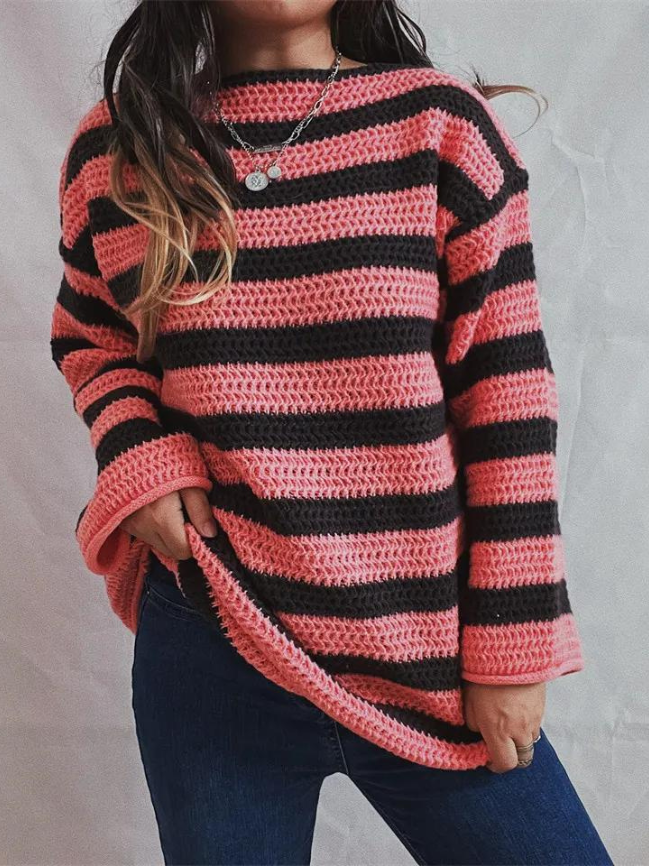 Bridget | Women's Striped Crew Neck Oversized Sweater