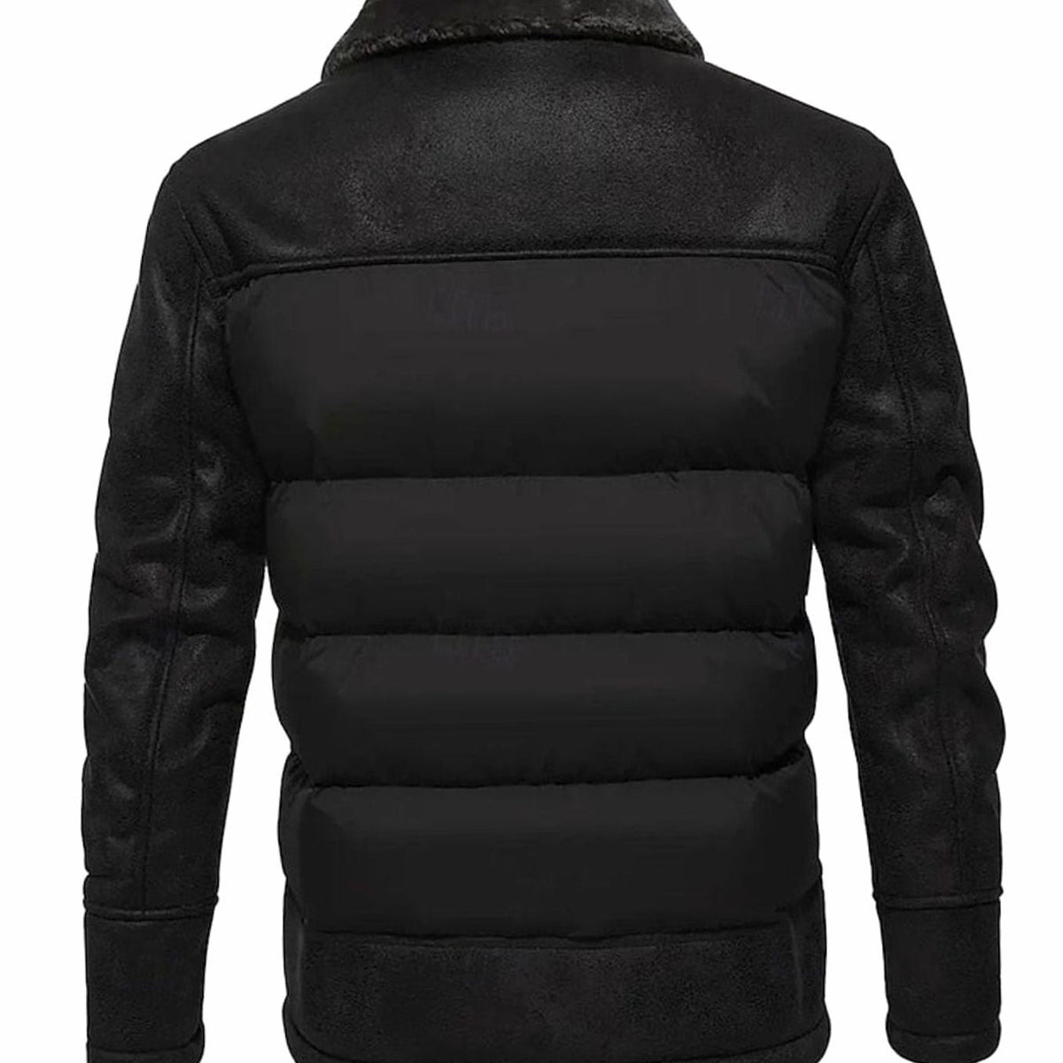 Caleb | Men's Quilted Jacket Faux Leather Sherpa-Collar Insulated Winter Coat