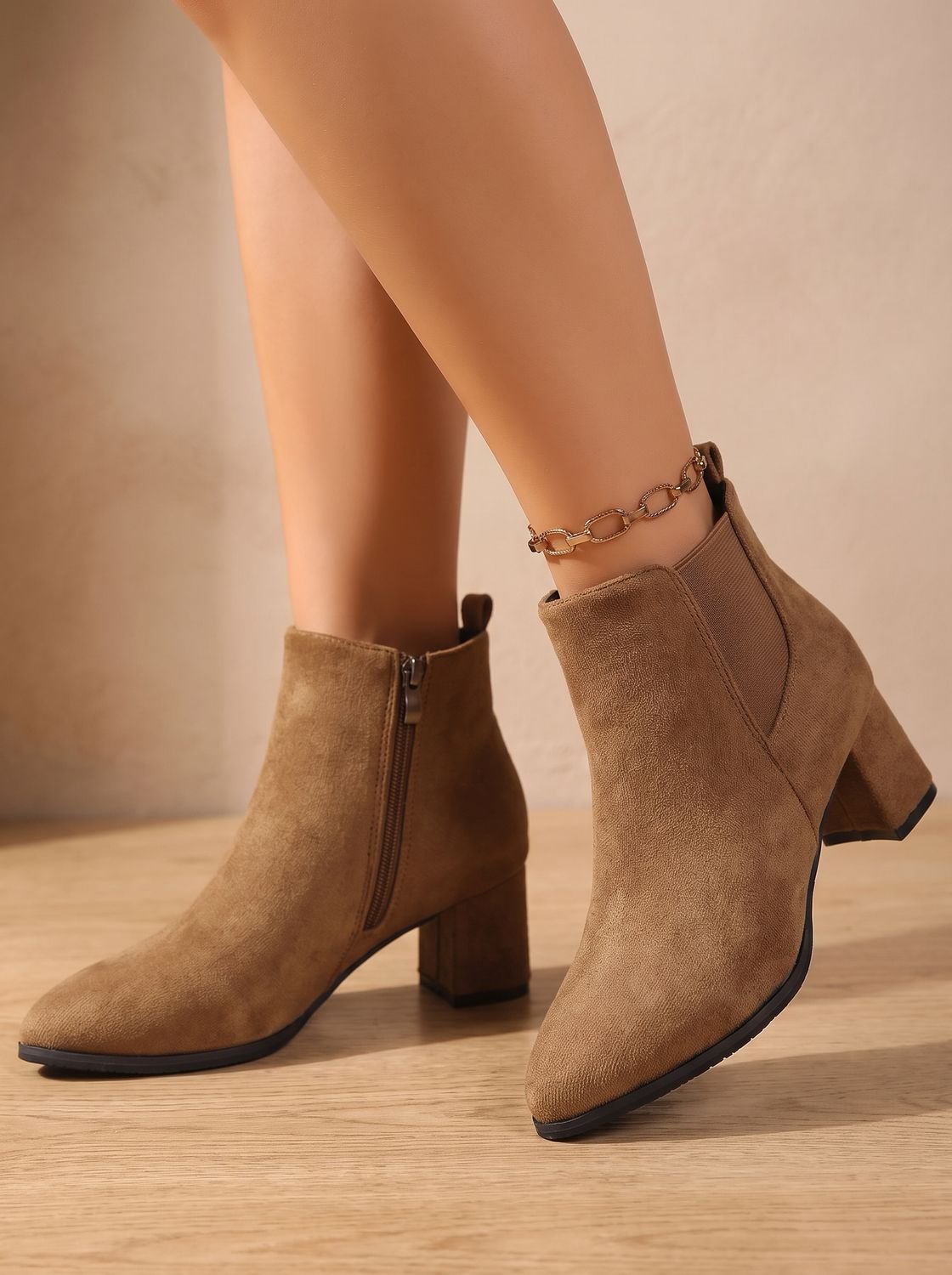 Camila | Women's Faux Suede Block-Heel Side-Zip Ankle Boots