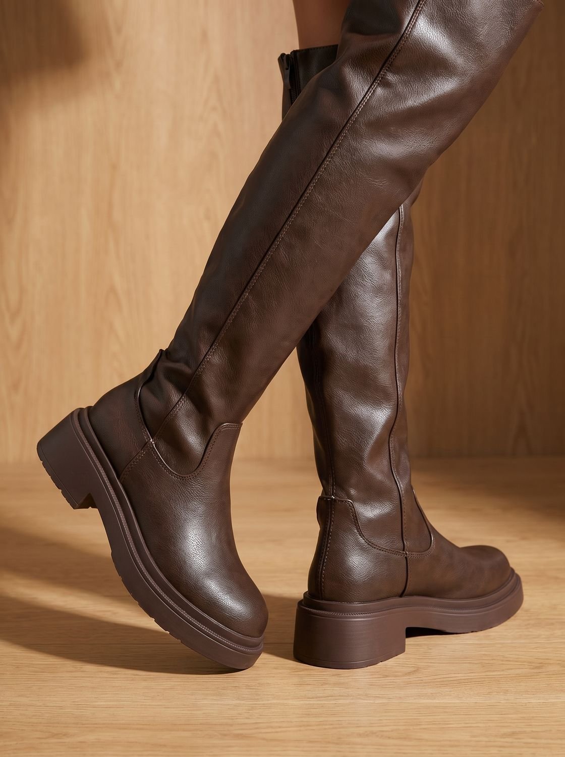 Camila | Women's Flat Over-the-Knee Side-Zip Stretch-Back Boots