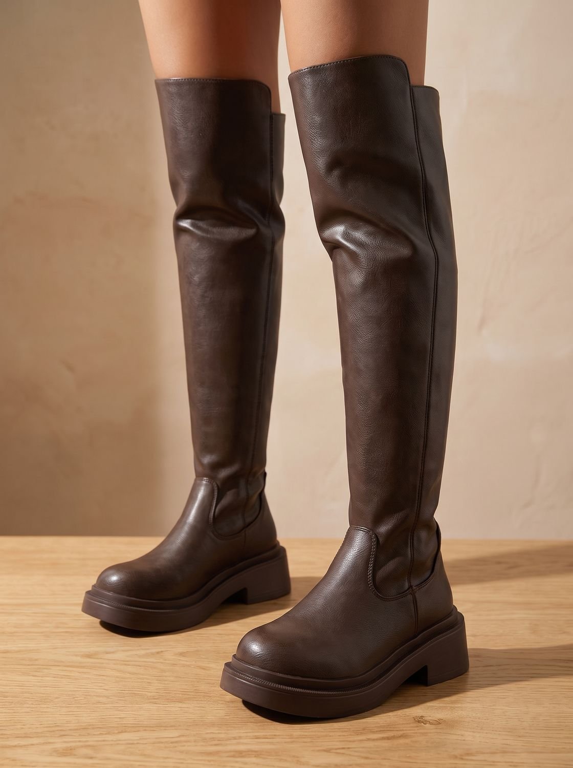 Camila | Women's Flat Over-the-Knee Side-Zip Stretch-Back Boots