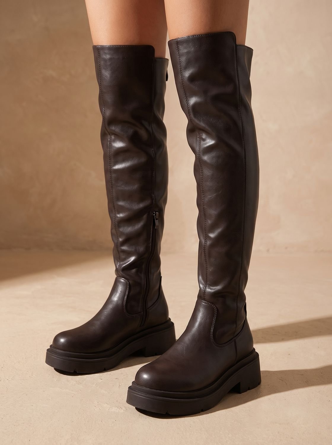 Camila | Women's Flat Over-the-Knee Side-Zip Stretch-Back Boots
