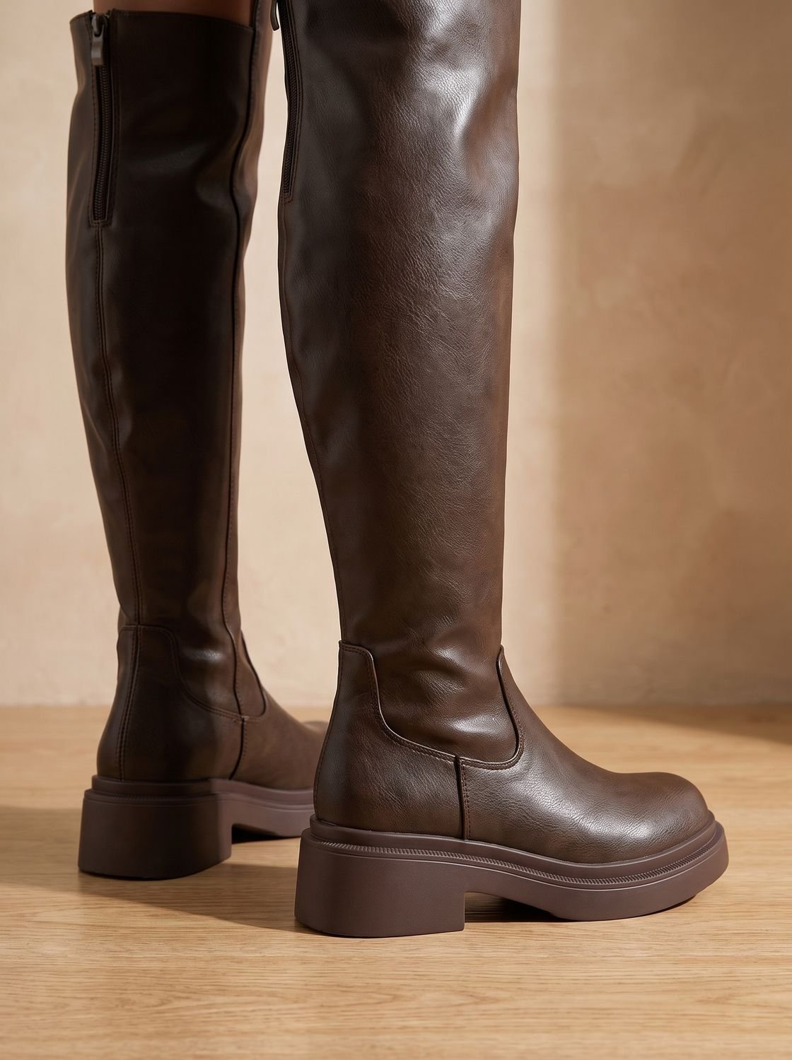 Camila | Women's Flat Over-the-Knee Side-Zip Stretch-Back Boots