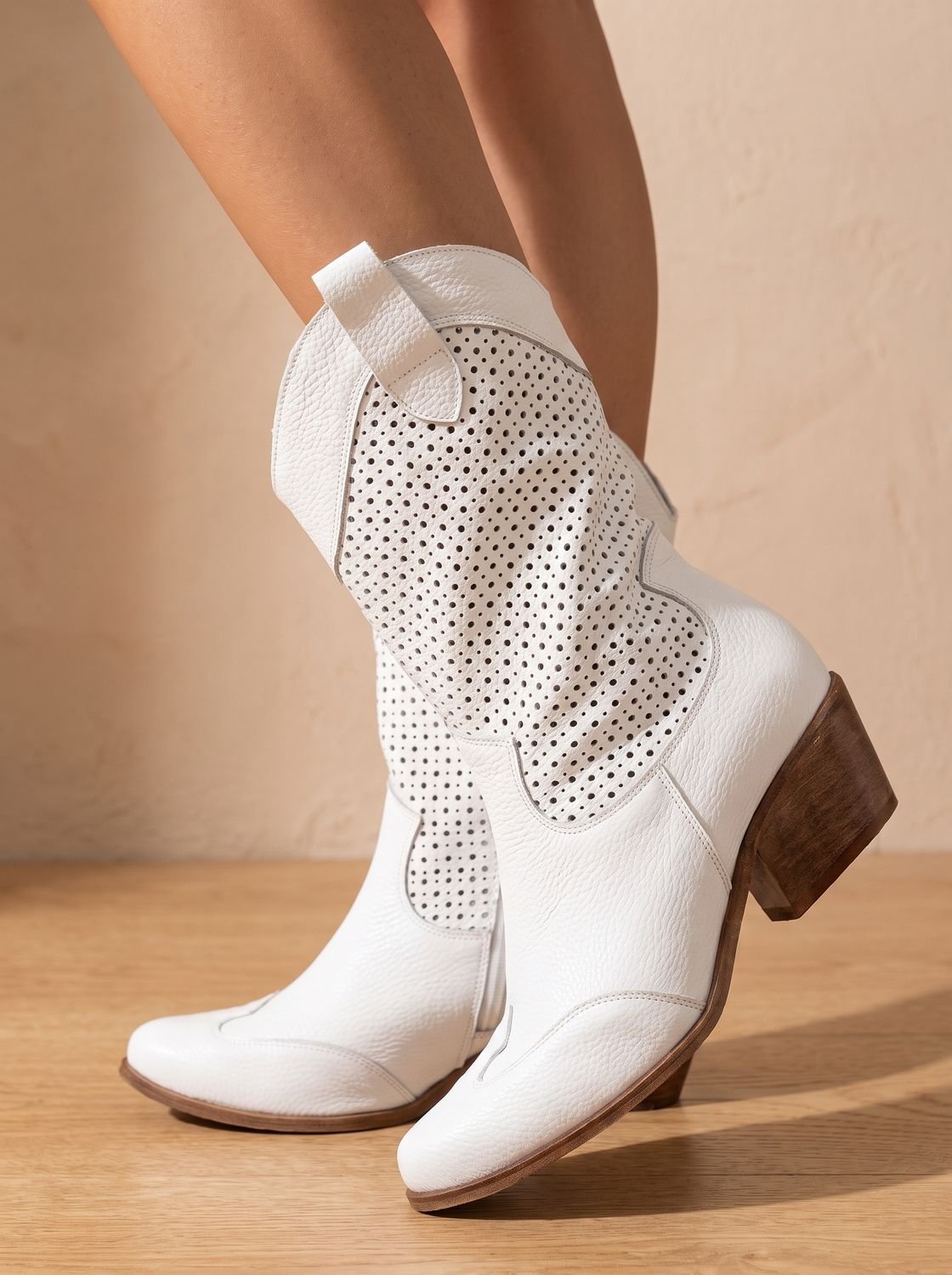 Camila | Women's Orthopedic Western Mid-Calf Perforated Suede Block-Heel Boots