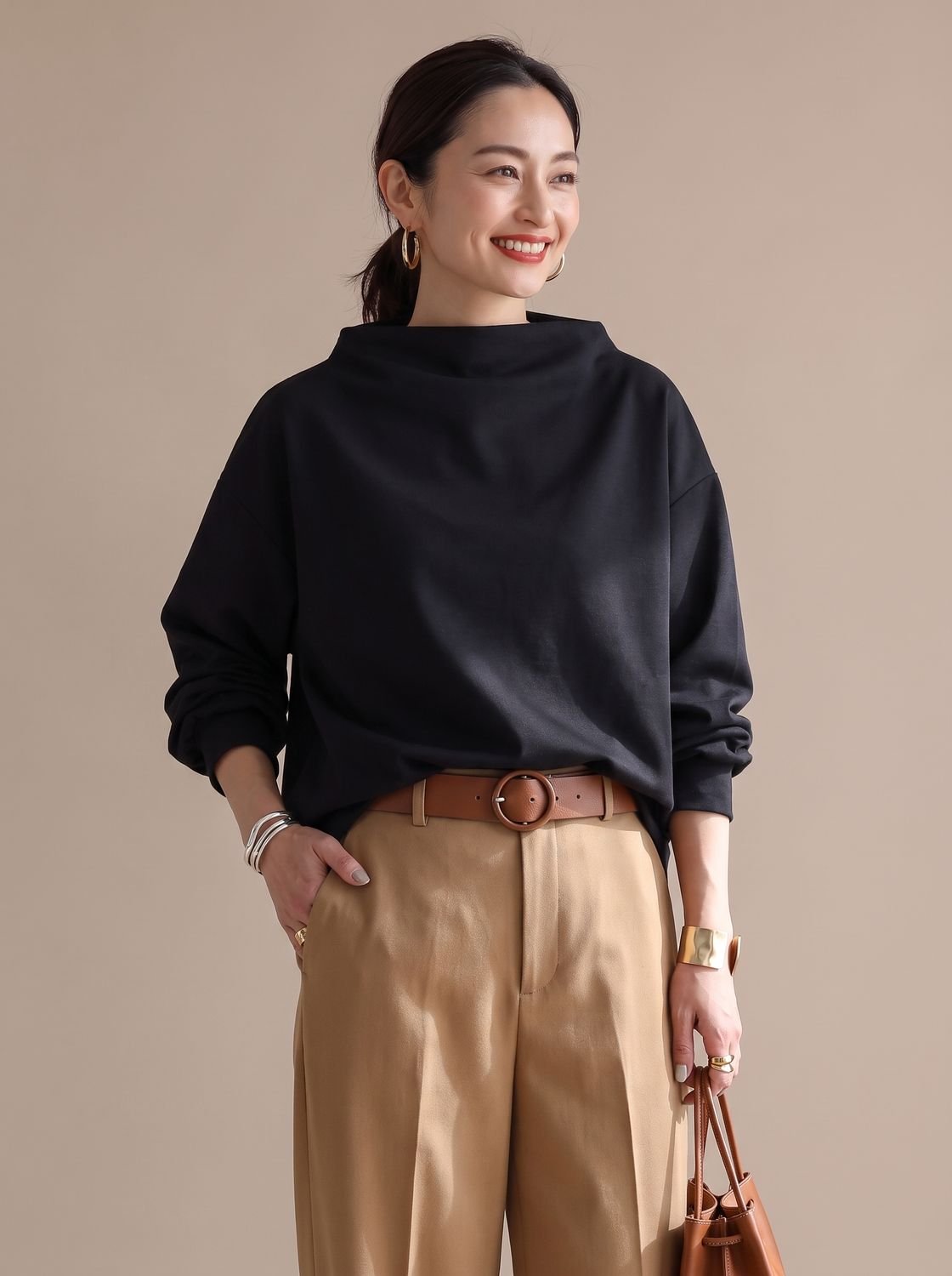 Camila | Women's Relaxed-Fit Mock-Neck Long-Sleeve Pullover Top
