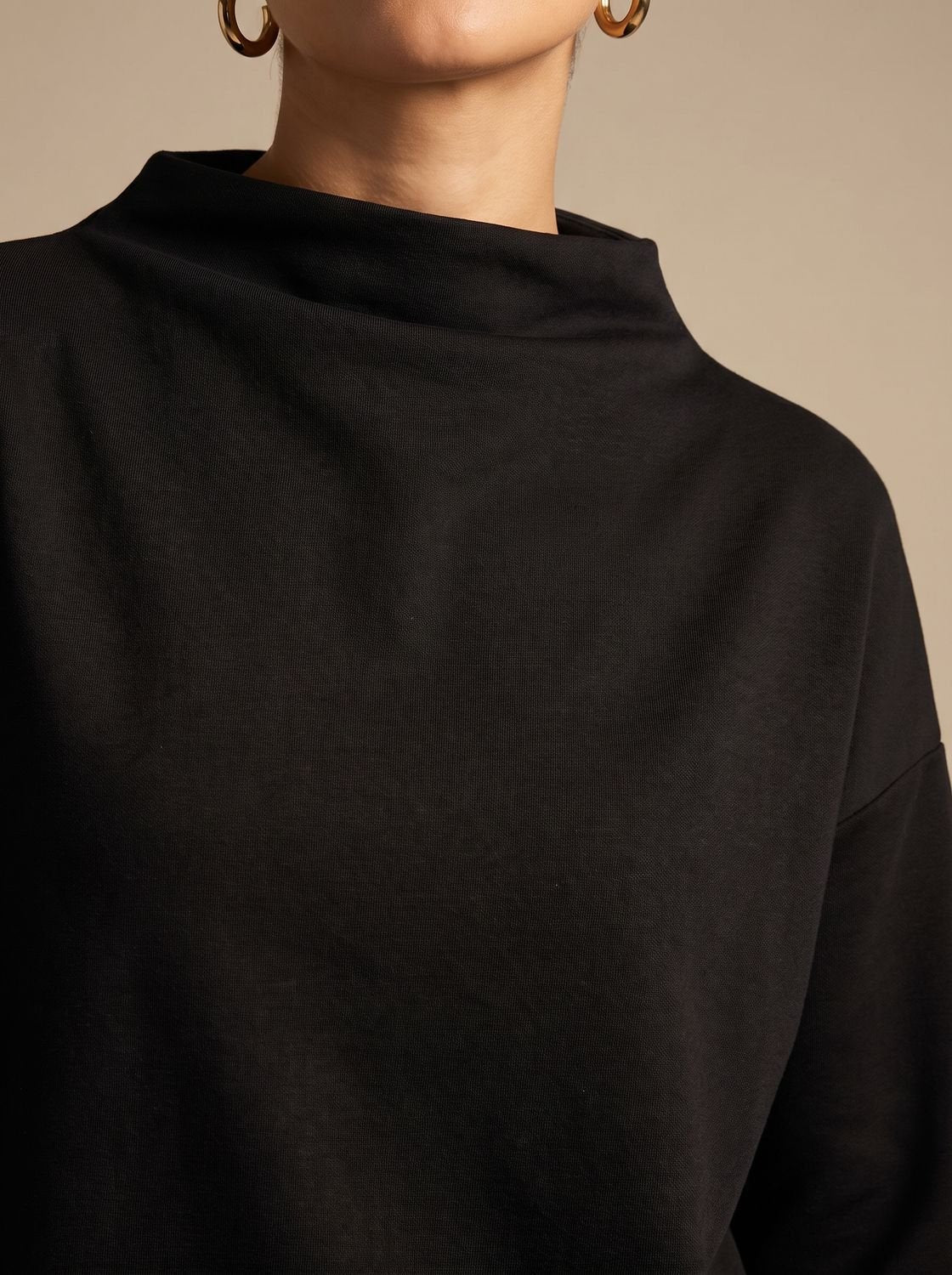 Camila | Women's Relaxed-Fit Mock-Neck Long-Sleeve Pullover Top