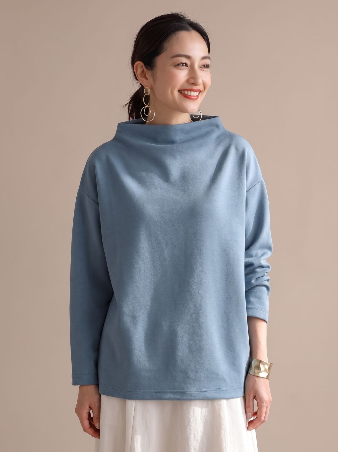 Camila | Women's Relaxed-Fit Mock-Neck Long-Sleeve Pullover Top