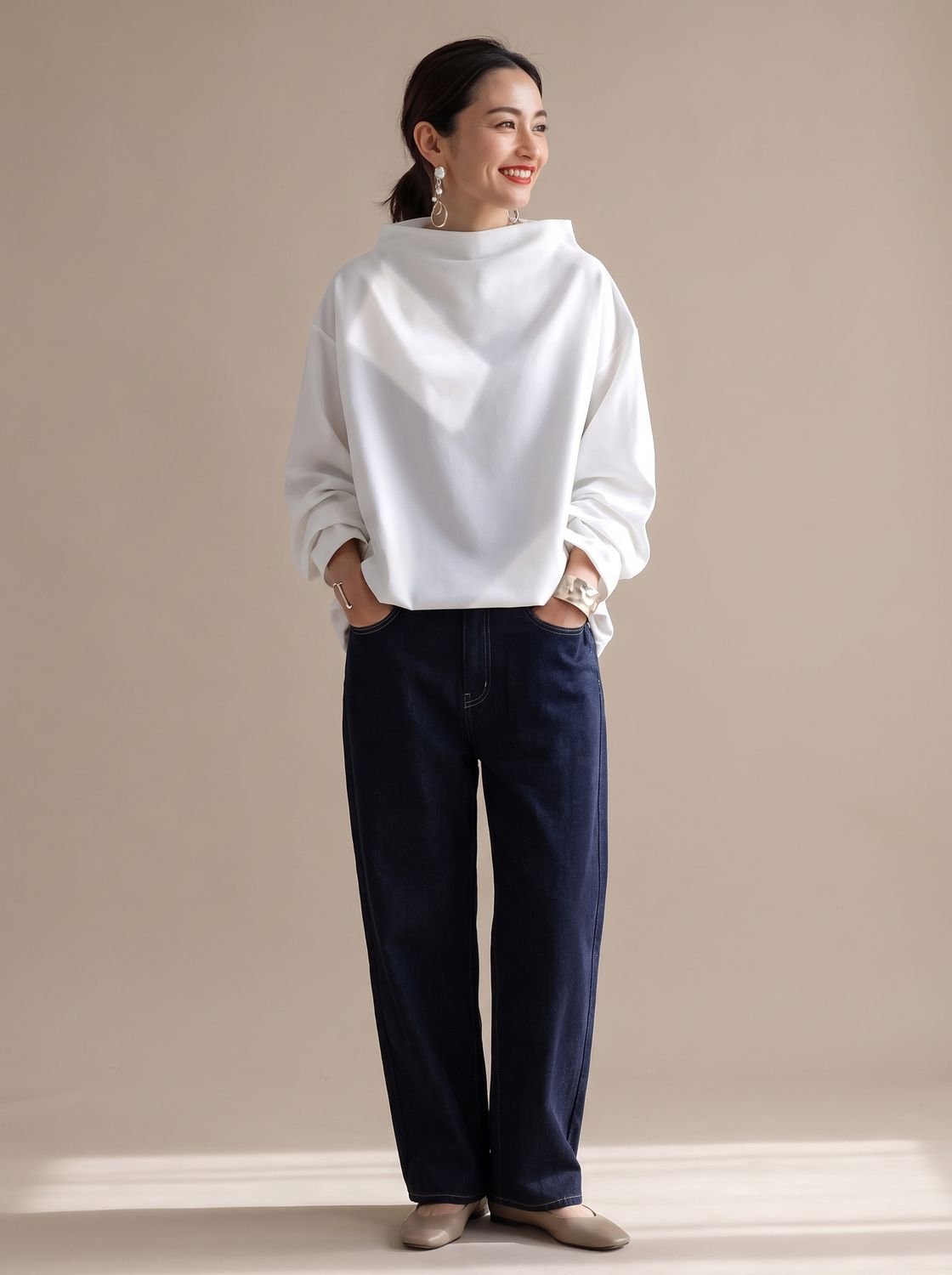 Camila | Women's Relaxed-Fit Mock-Neck Long-Sleeve Pullover Top