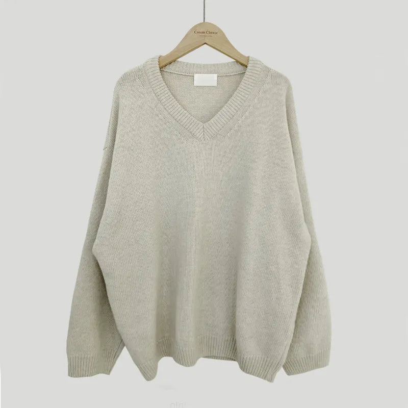 Cassandra | Women's V-Neck Ribbed Trim Sweater