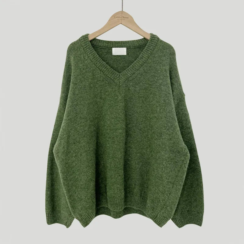 Cassandra | Women's V-Neck Ribbed Trim Sweater