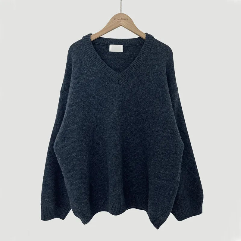 Cassandra | Women's V-Neck Ribbed Trim Sweater