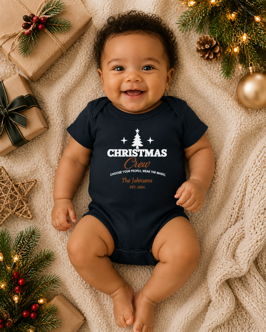 Christmas Crew Baby Bodysuit | Personalized Holiday Infant Onesie