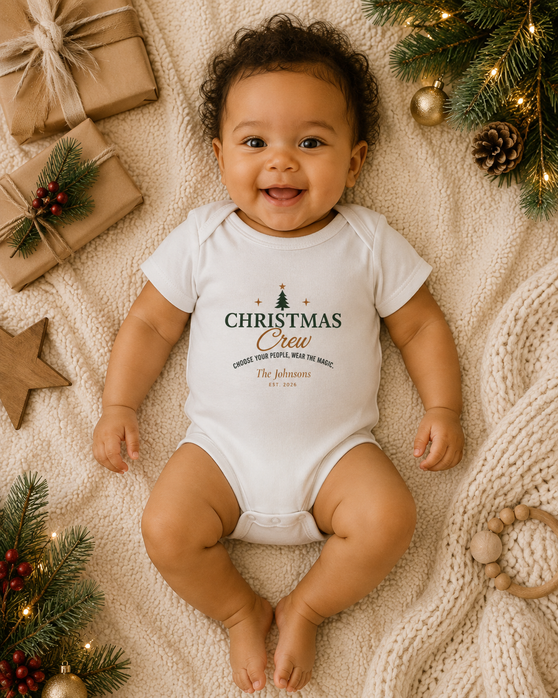 Christmas Crew baby bodysuit | Personalized Holiday Infant Onesie