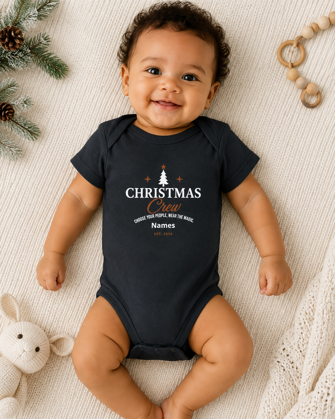 Christmas Crew Baby Bodysuit | Personalized Holiday Infant Onesie