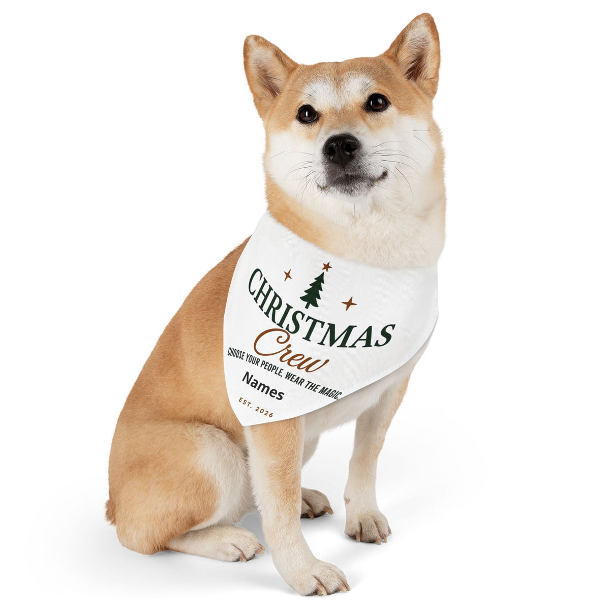 Christmas Crew Pet Bandana Collar | Personalized Holiday Dog Scarf | Custom Christmas Dog Bandana | Family Name Pet Bandana